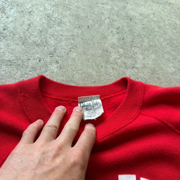 Vintage 70's Hupa Native American Indian Tribe YMCA Red Sweat Sweatshirt Sz XL - Picture 6 of 8